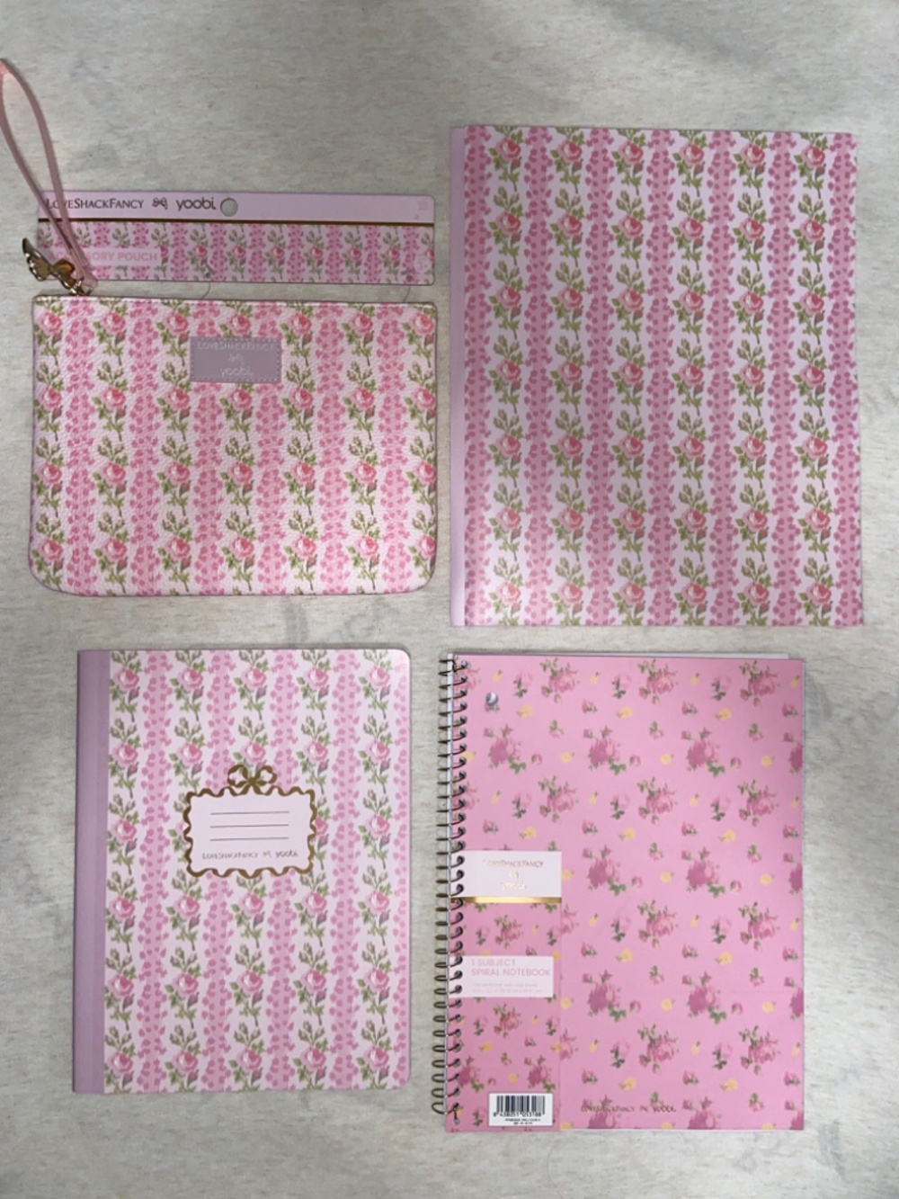 4-Piece LoveShackFancy Pink Floral Stationery Set